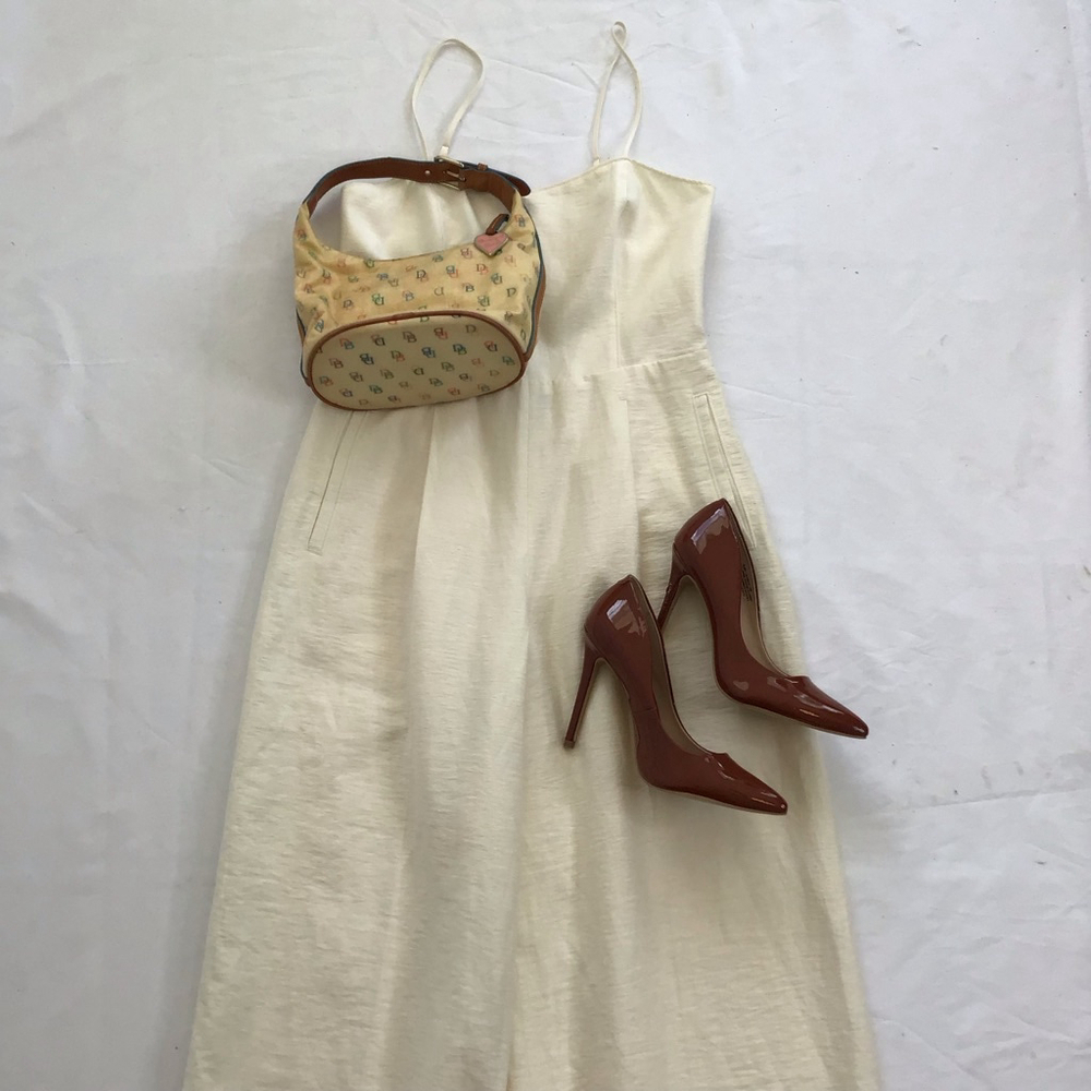 Club Monaco Women Elegant Buttery Cream Yellow Sleeveless Jumpsuit Size 6 - Picture 2 of 16